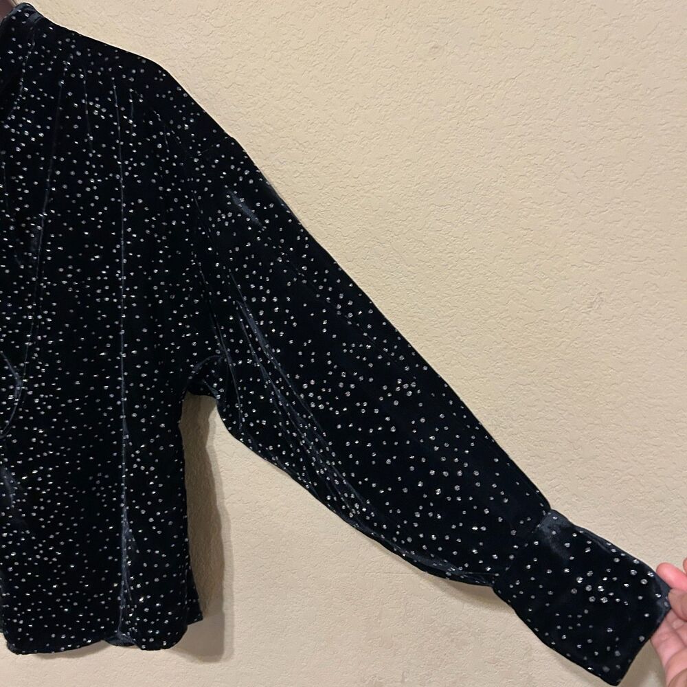 IRO Paris Tepita Lace-Up Glitter Velvet Top Women US 6 Small Black Whimsigoth - Picture 6 of 8